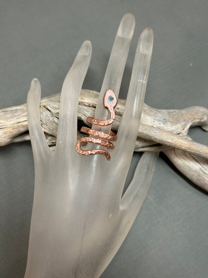 Snake ring-Copper and Topaz