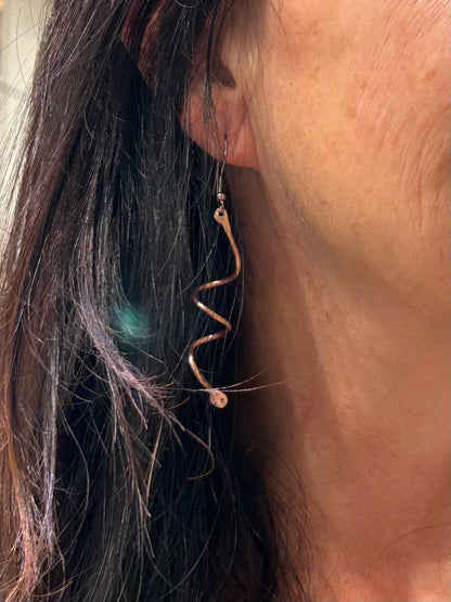 Snake earrings- copper