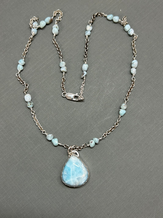 Larimar silver necklace
