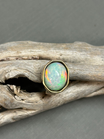 Rainbow Opal Gold ring