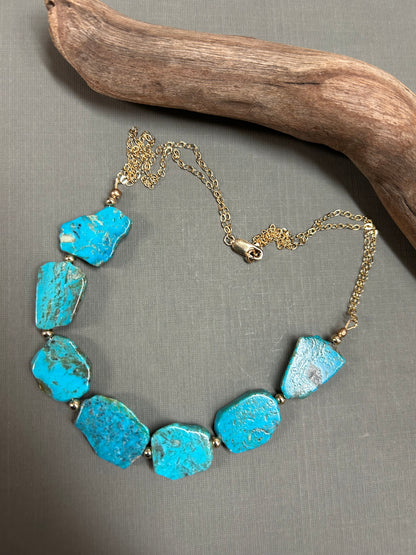 Turquoise necklace Blue slabs