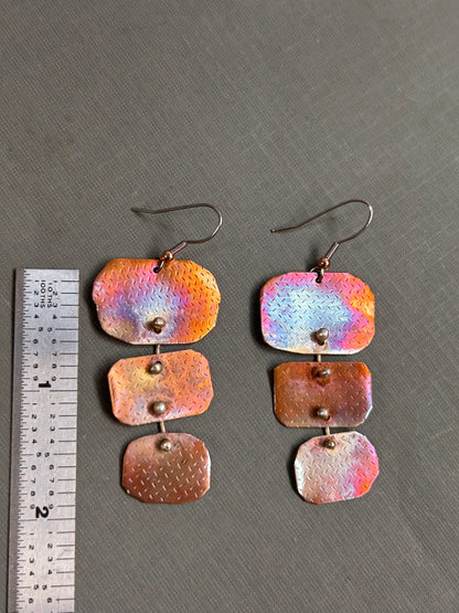 Copper rainbow 3some earrings