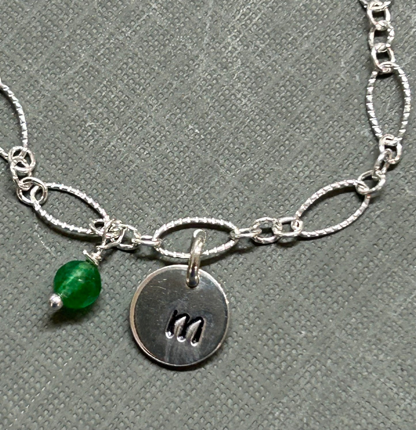 Initial bracelet-sterling silver and Birthstone