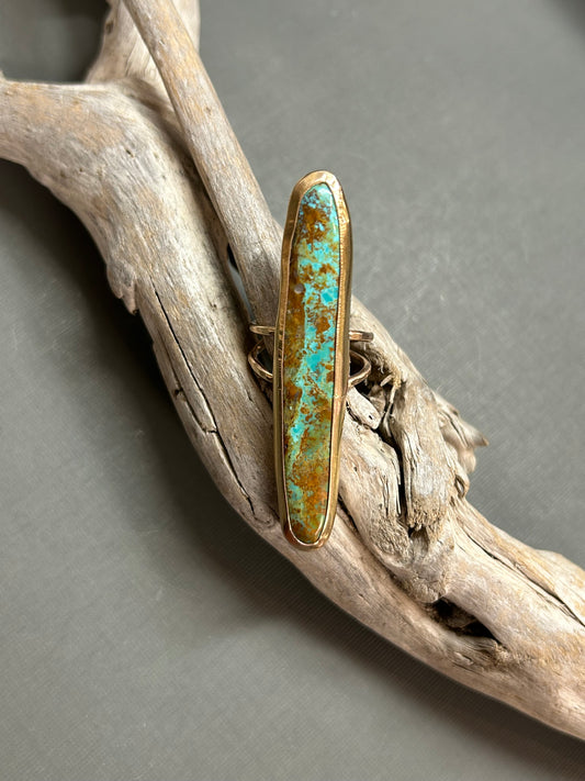Turquoise Gold ring-Statement ring.
