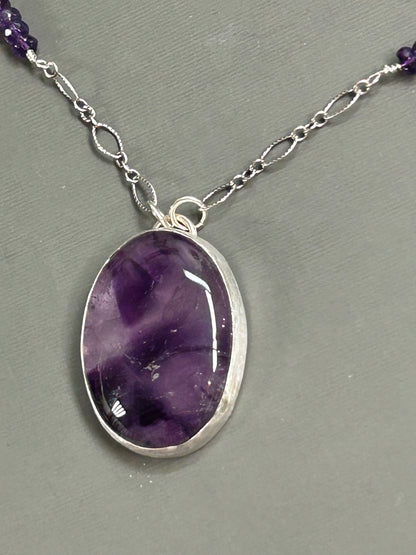 Amethyst and silver necklace