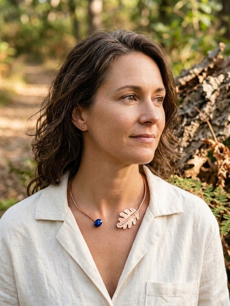 Oak leaf choker-Lapis accent