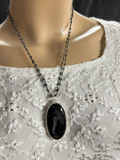 Black Onyx and Spinel necklace