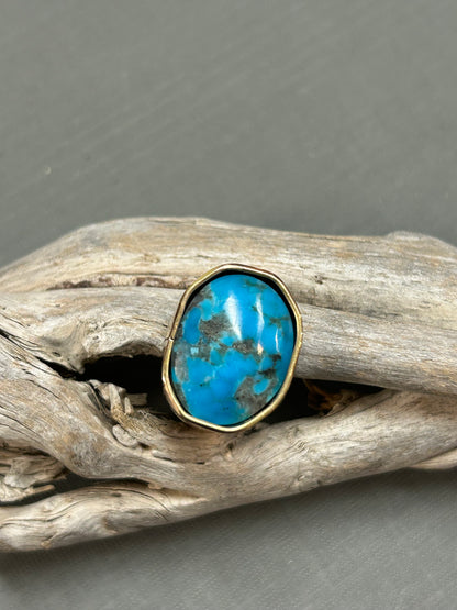 Blue turquoise gold ring