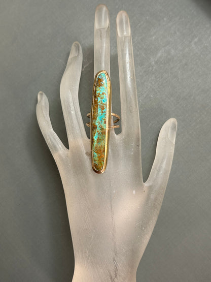Turquoise Gold ring-Statement ring.
