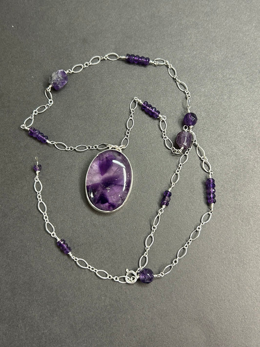 Amethyst and silver necklace