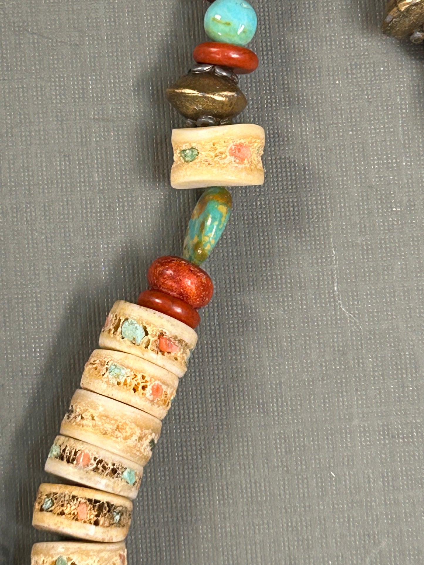 Turquoise and Coral Bone necklace