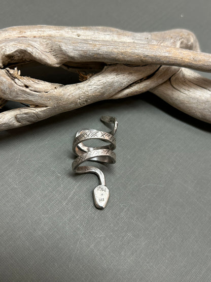 Snake ring-Sterling silver and garnet accent