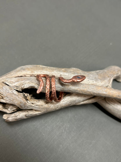 Snake ring-Copper and Topaz