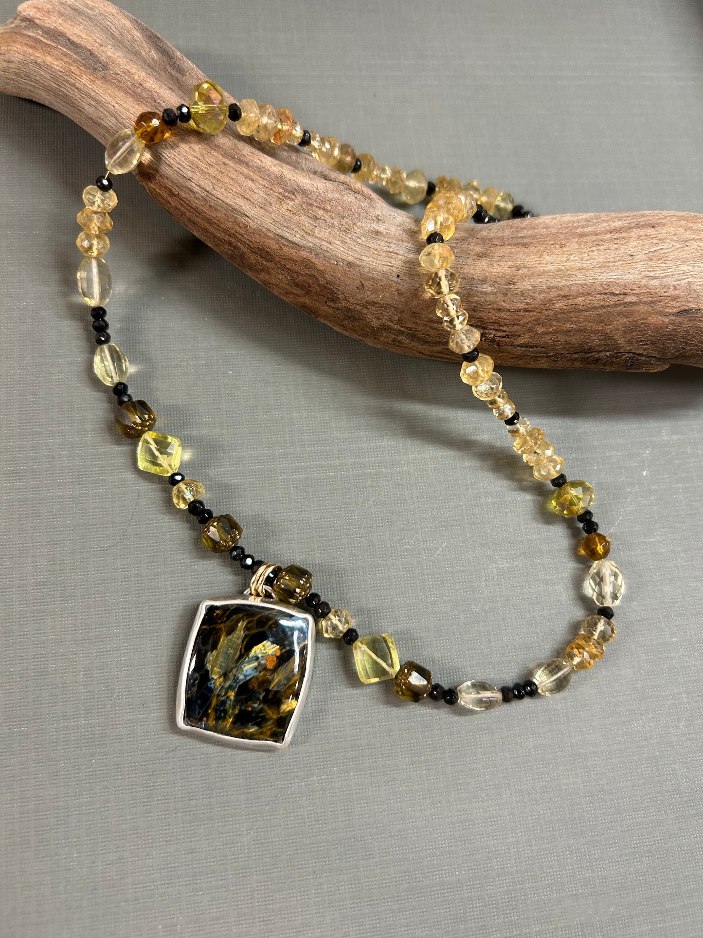 Pietersite black and Gold necklace