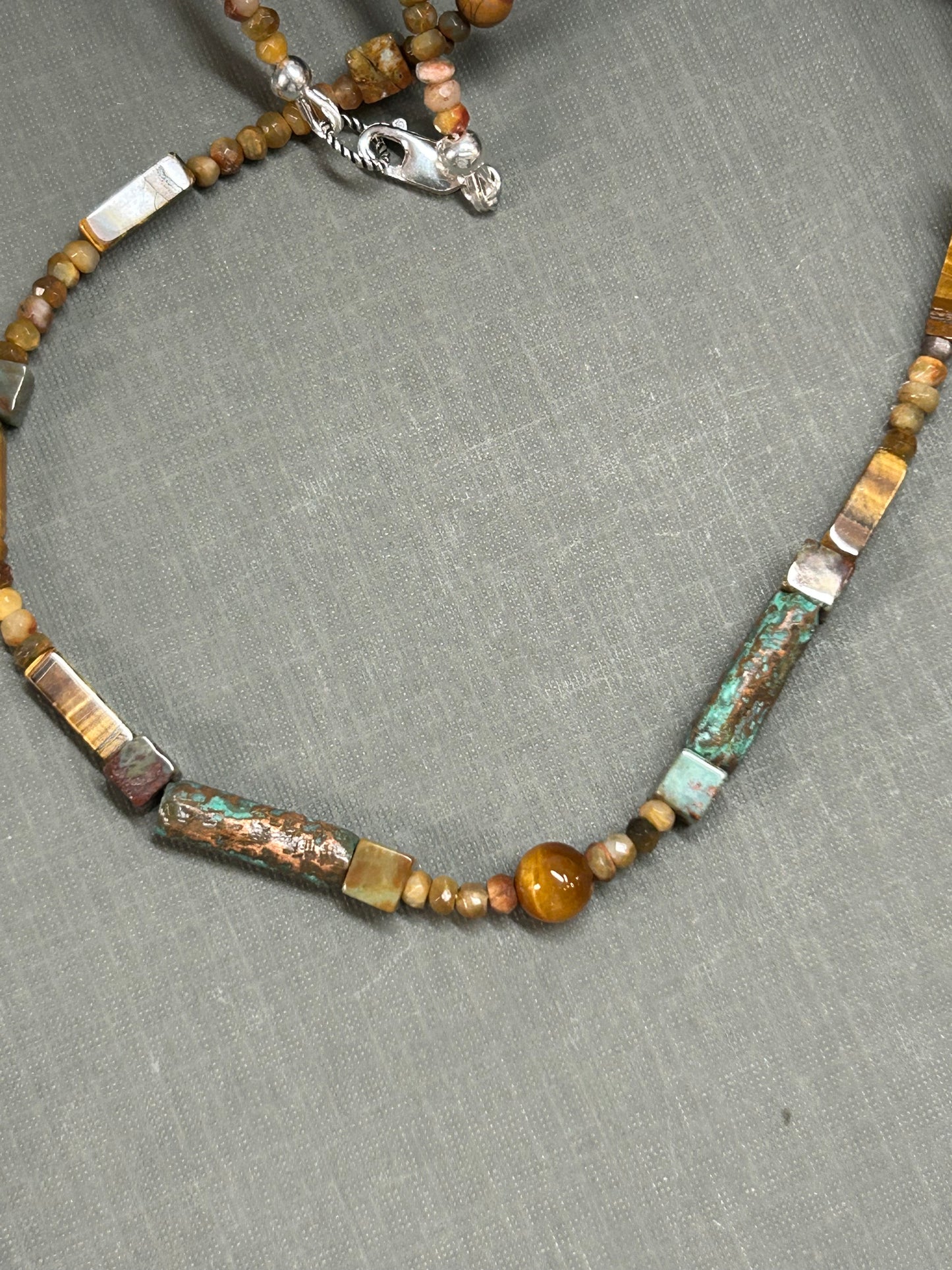 Tigers eye and Turquoise unisex necklace