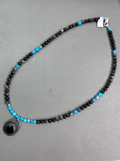 Black Onyx and turquoise necklace