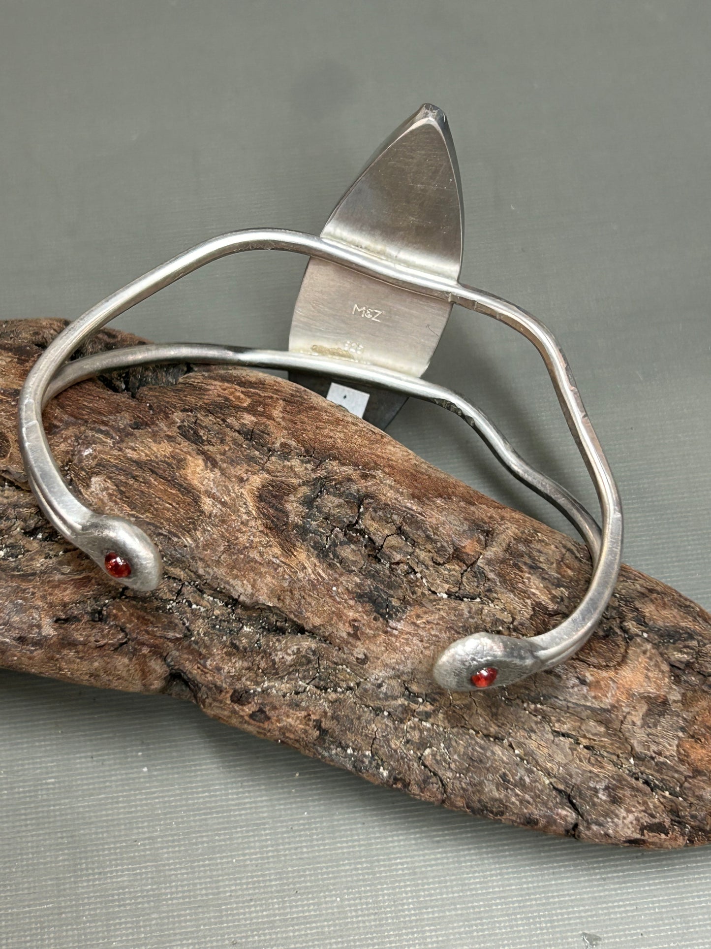 Labradorite cuff bracelet with Garnets