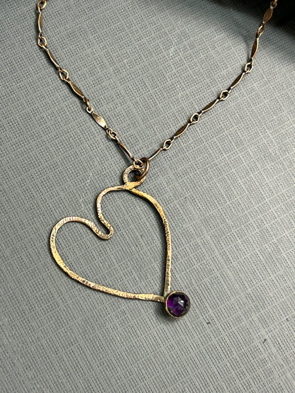 Copper heart in purple