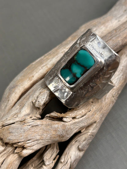 Turquoise silver recycled ring