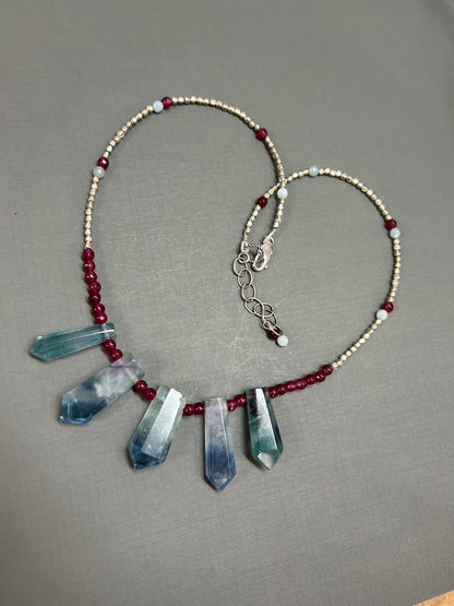 Fluorite and Ruby necklace