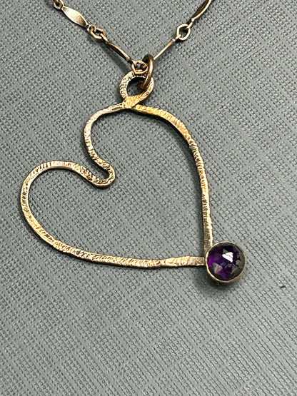 Copper heart in purple