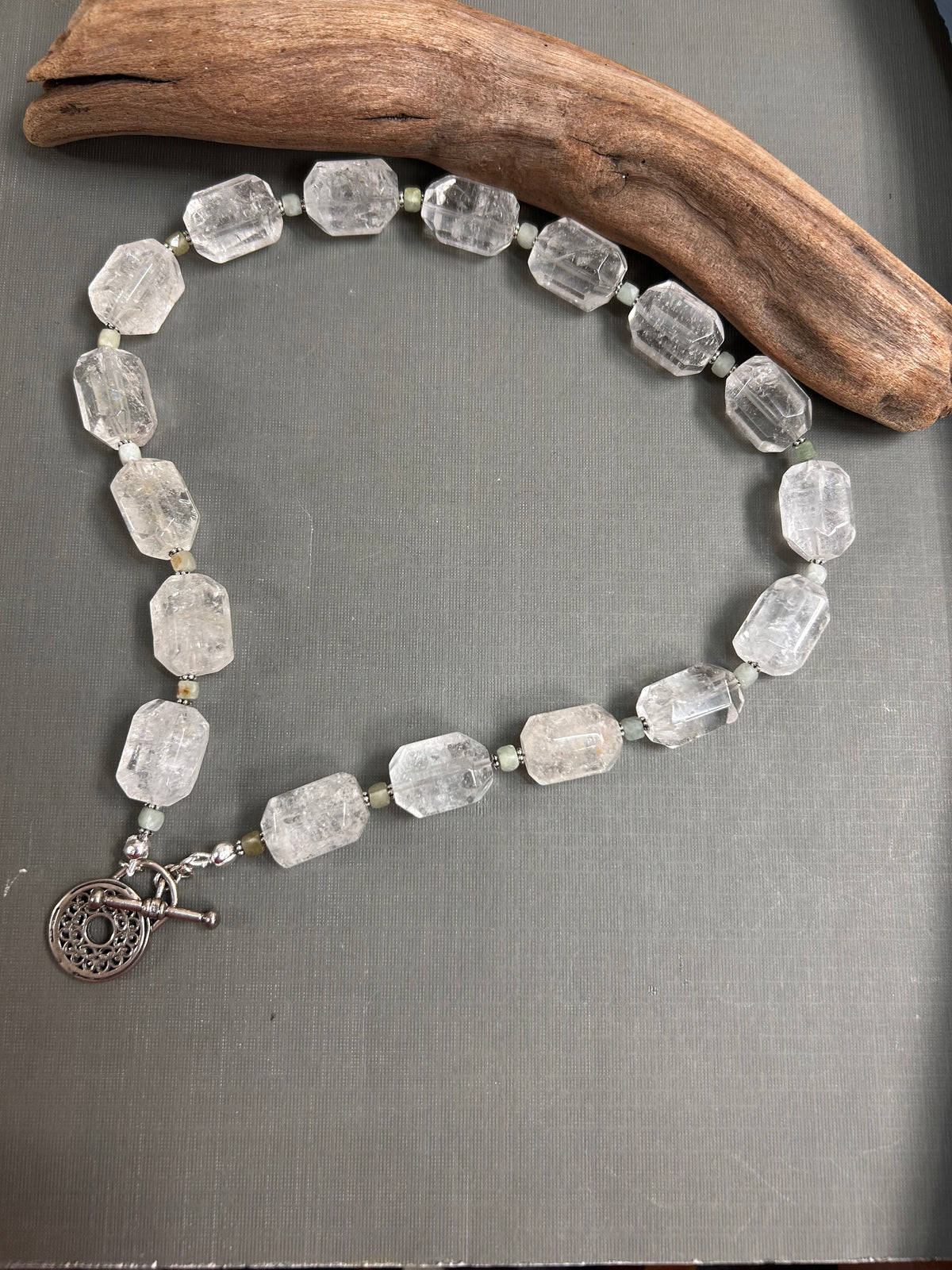 Quartz and Jade chunky necklace