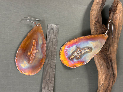 Copper seagull earrings