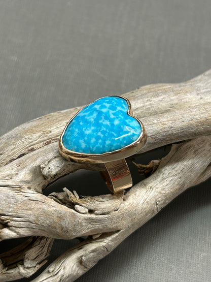Turquoise Heart ring- Gold