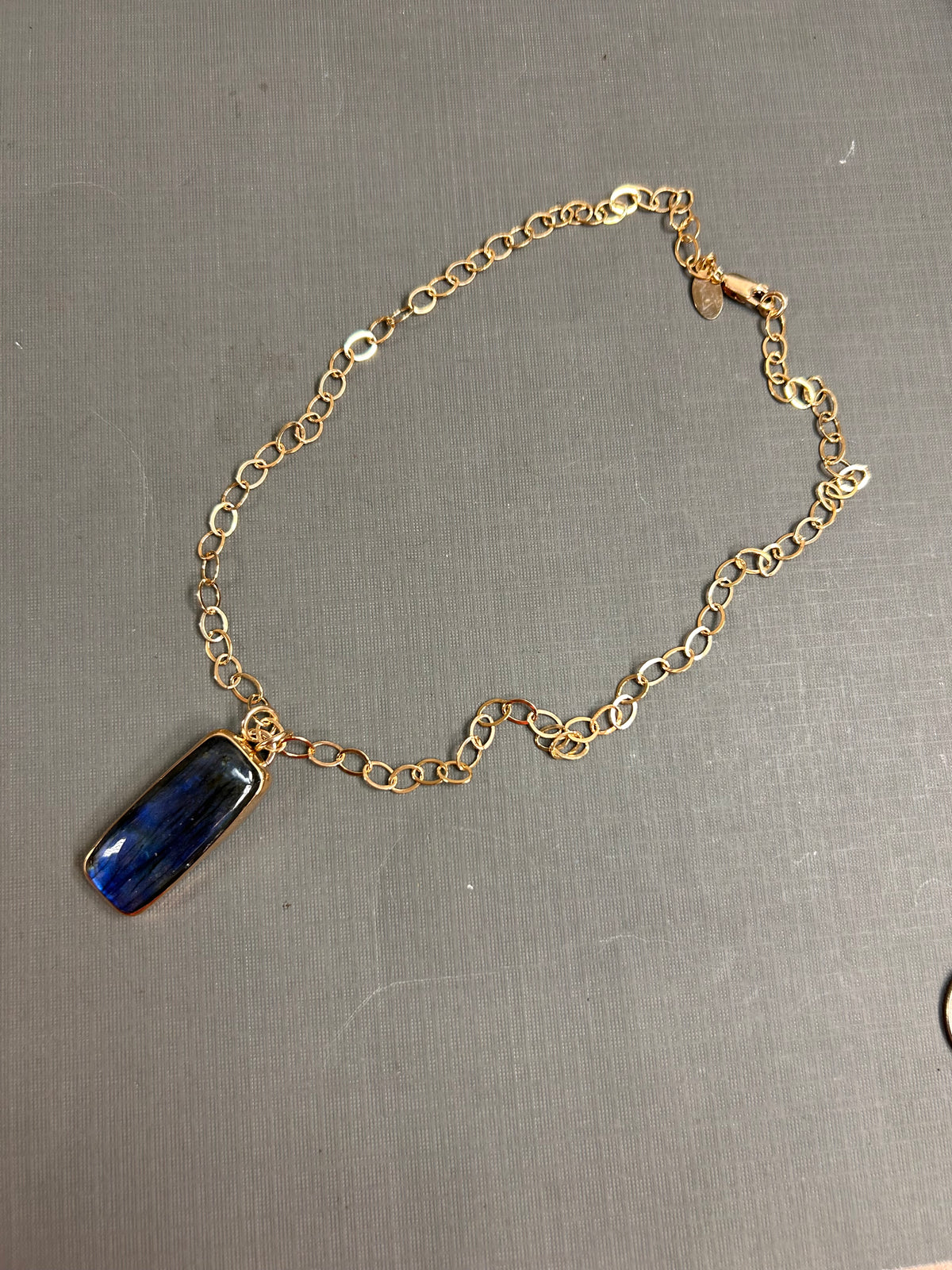 Blue Labradorite in gold-Necklace