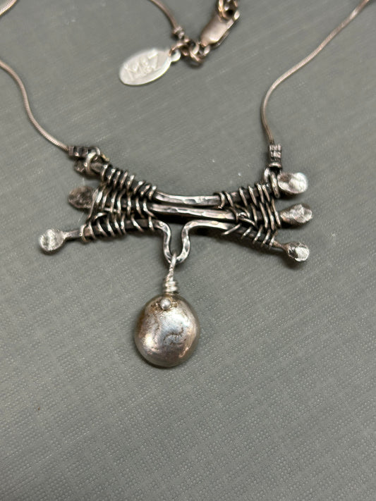 Weaved silver necklace- branches