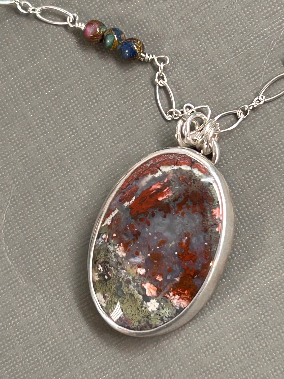 Moss Agate field of flowers necklace