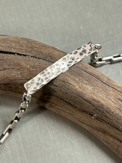 Bar and chain silver bracelet-unisex
