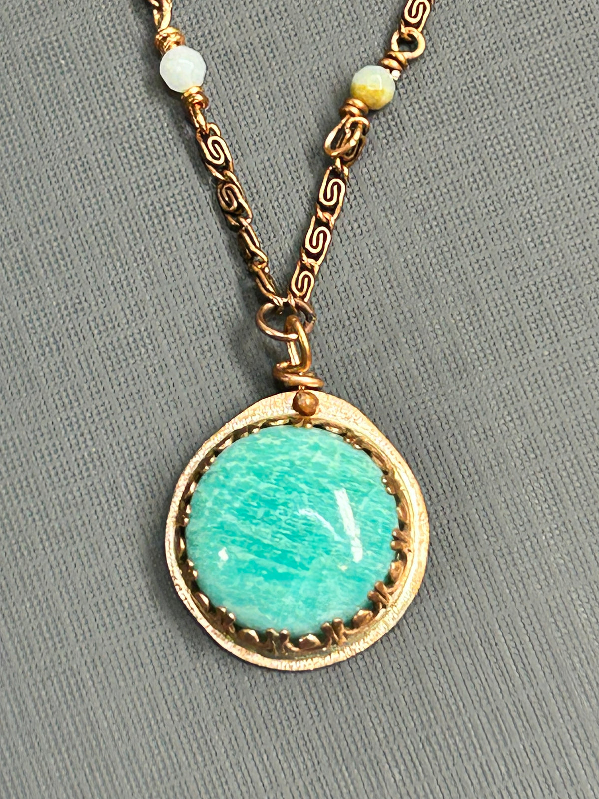 Amazonite in Copper setting, necklace