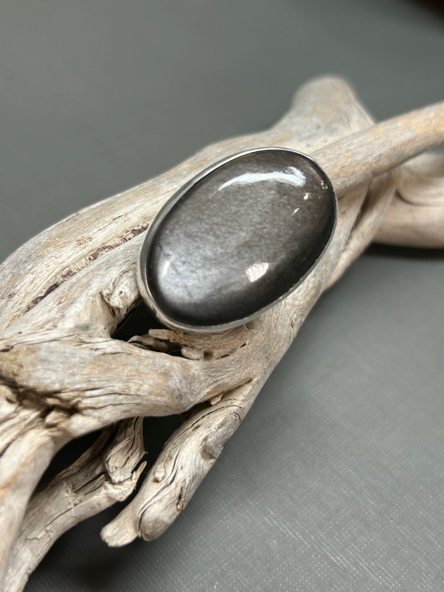 Silver Obsidian ring