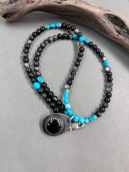 Black Onyx and turquoise necklace