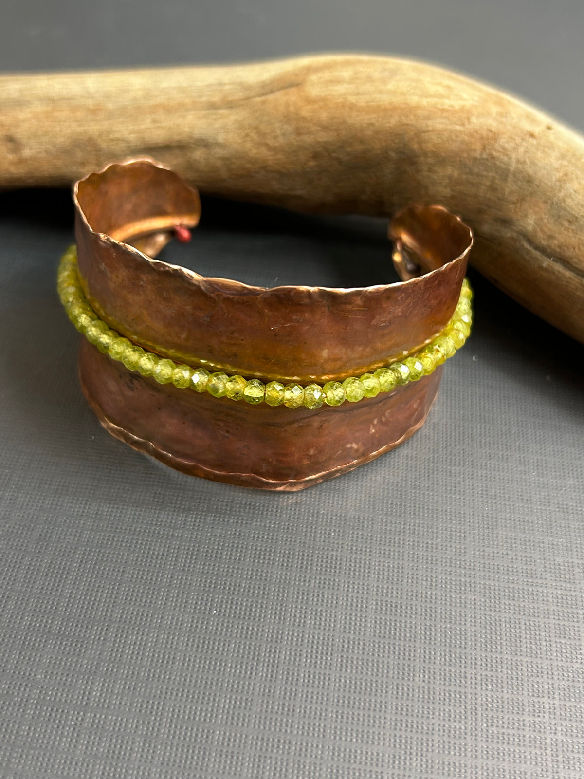 Copper leaf cuff and gemstones