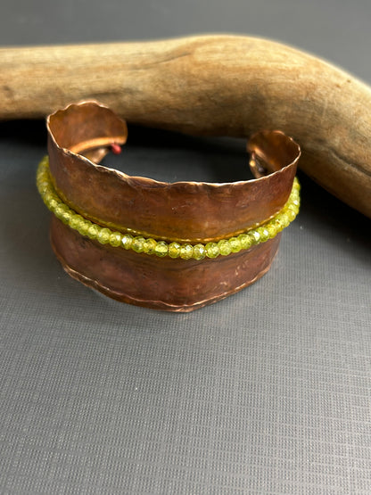 Copper leaf cuff and gemstones