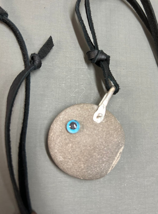 Evil eye protection necklace/beach stone