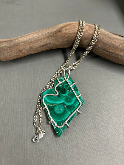 Green Malachite long necklace