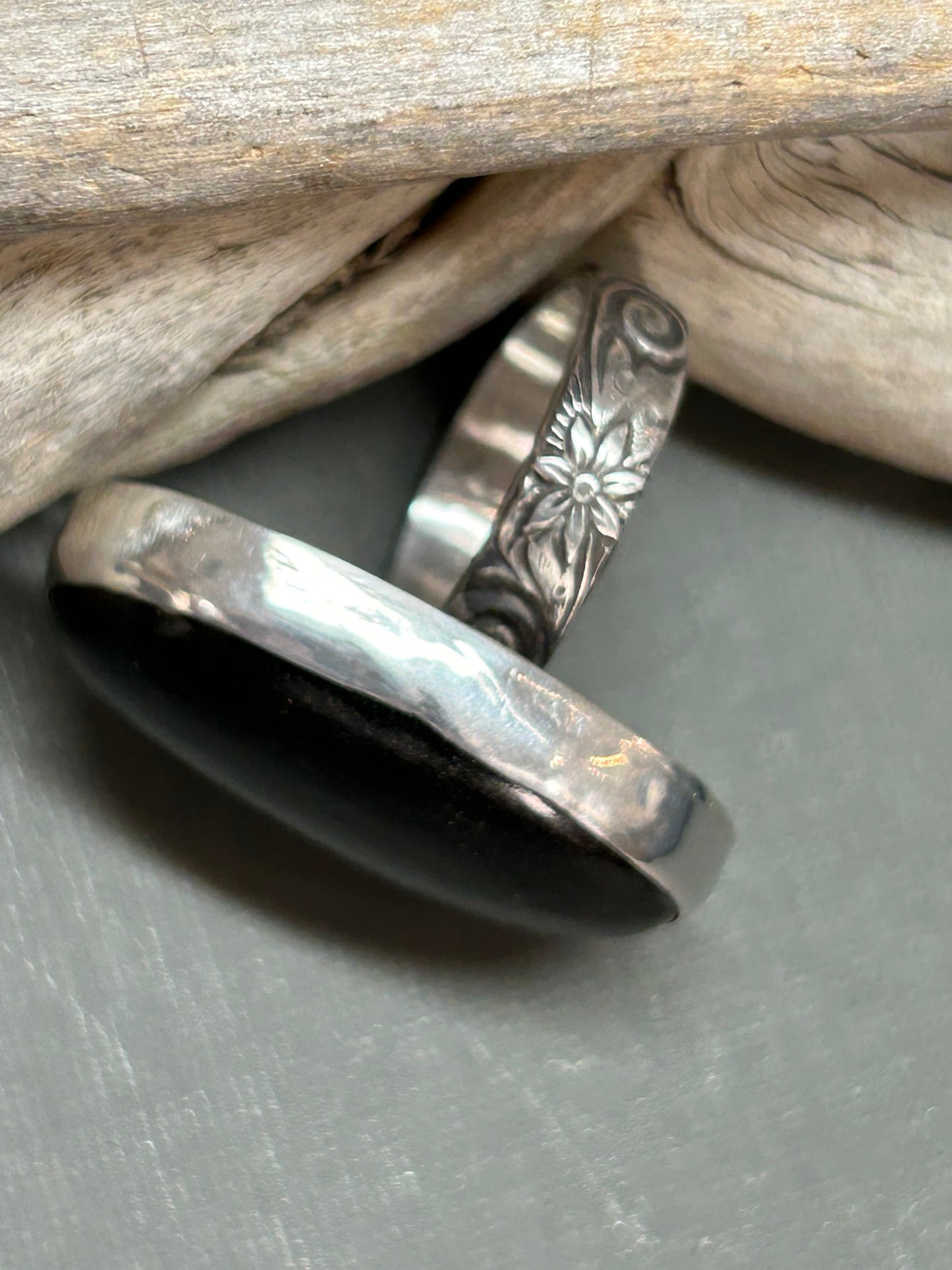 Silver Obsidian ring