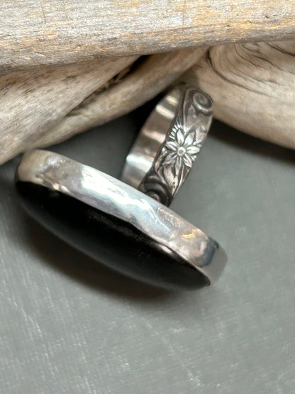 Silver Obsidian ring