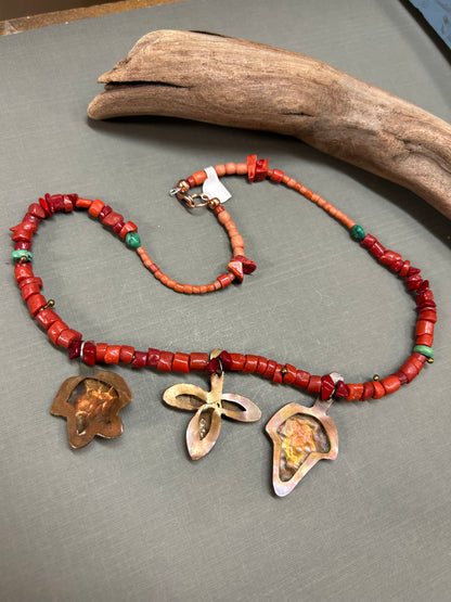 Leaves and Coral necklace