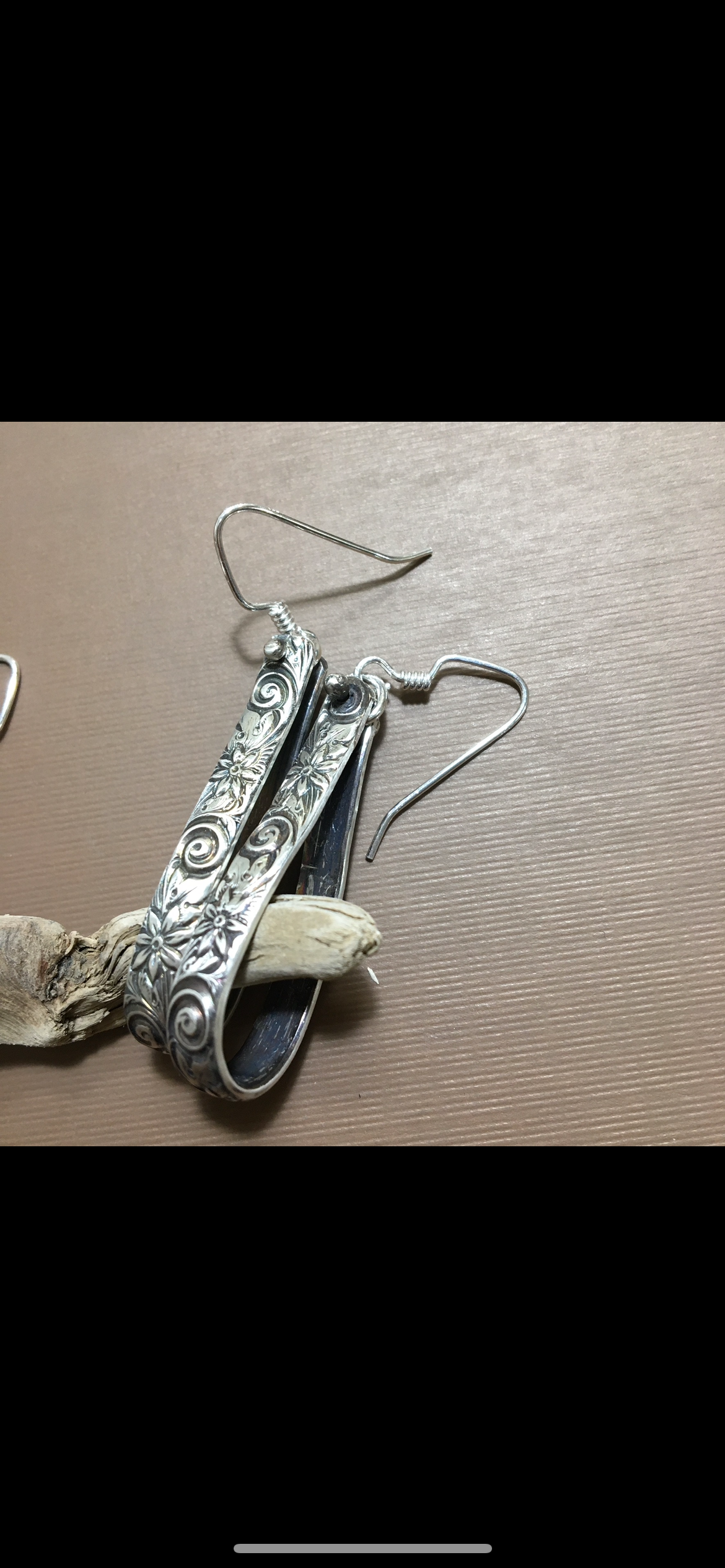Silver hoops earrings-flower and infinity
