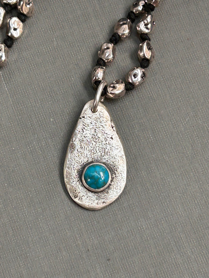 Turquoise in recycled silver necklace