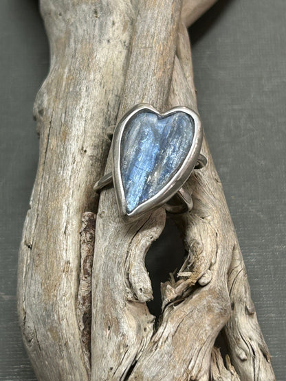 Blue Kyanite heart ring