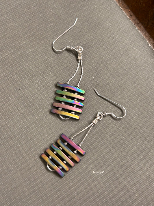 Rainbow hematite earrings