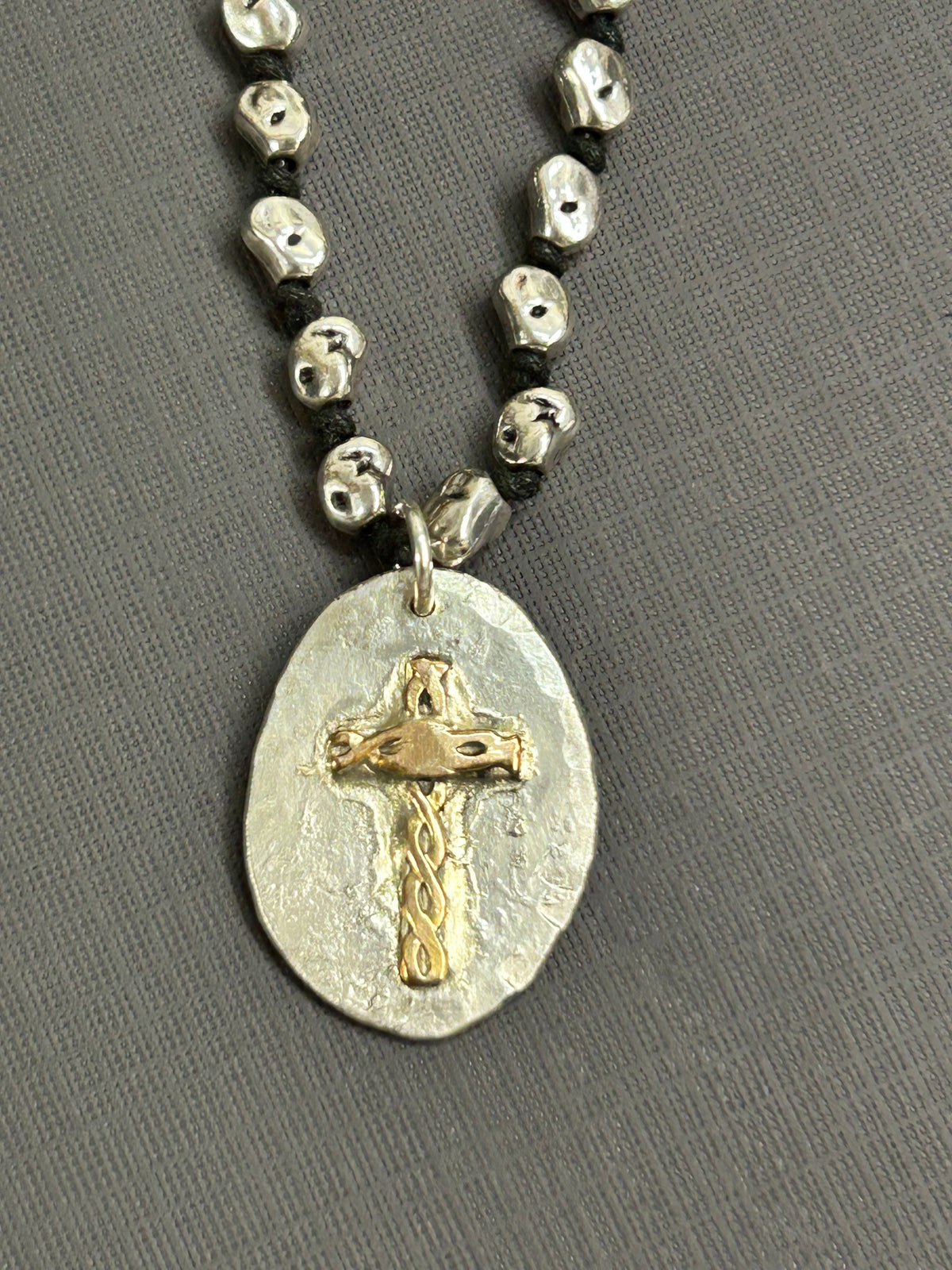 Silver and gold cross necklace