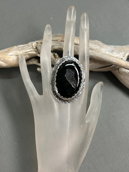 Black onyx ring-silver