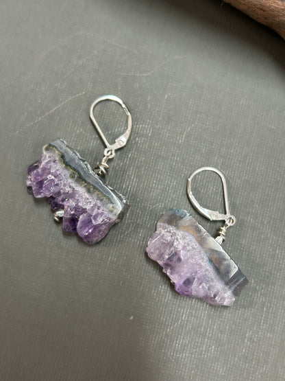 Amethyst purple moss earrings