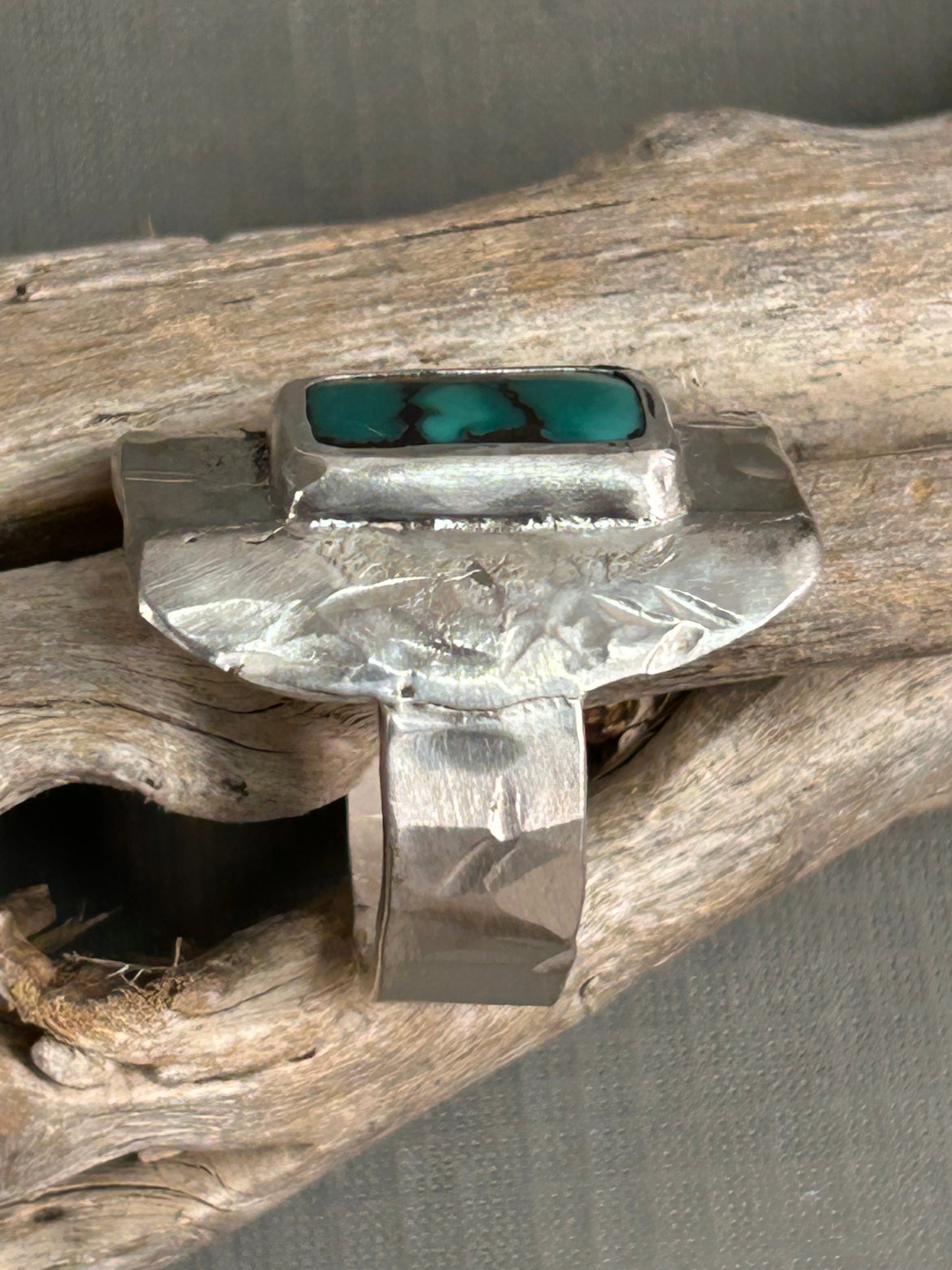 Turquoise silver recycled ring
